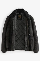 Next Steppjacke Jacke mit Cordkragen (1-St) Dunkelgrün/Schwarz/Khaki/Grau/Dunkelgrau