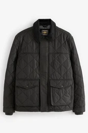 Steppjacke Jacke mit Cordkragenund Rautensteppung (1-St)
