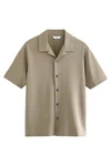 Next Kurzarmhemd Jerseyhemd im Relaxed Fit mit Kubakragen Beige/Khaki/Braun