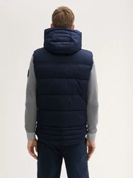 TOM TAILOR Steppweste Pufferweste mit abnehmbarer Kapuze Dunkelblau/Blau