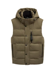 TOM TAILOR Steppweste Pufferweste mit abnehmbarer Kapuze Dunkelgrün/Khaki/Braun
