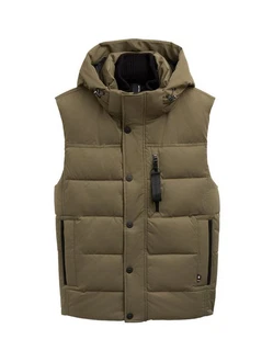TOM TAILOR Steppweste Pufferweste mit abnehmbarer Kapuze Dunkelgrün/Khaki/Braun