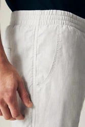 Next Slim Fit Hose mit Kordelzug aus Leinenmischung Grau/Weiß/Creme/Hellblau/Türkis/Khaki