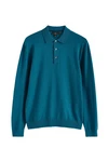 Next Polokragenpullover Langarm-Poloshirt Regular Fit Türkis/Grün