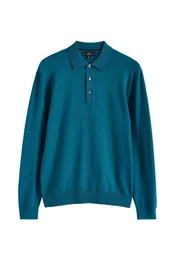 Polokragenpullover Langrmeliges Regular Fit Poloshirt aus Strick (1-tlg)