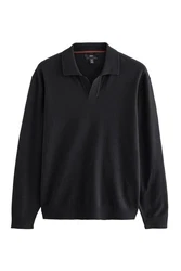 Next Polokragenpullover Regular Fit Langarm-Strickpulli Schwarz/Dunkelgrau/Grau