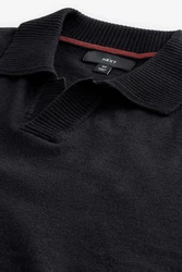 Next Polokragenpullover Regular Fit Langarm-Strickpulli Schwarz/Dunkelgrau/Grau