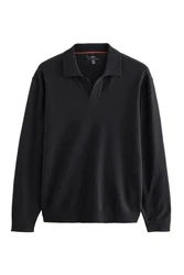 Next Polokragenpullover Regular Fit Langarm-Strickpulli Schwarz/Dunkelgrau/Grau
