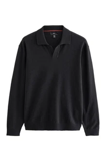 Next Polokragenpullover Regular Fit Langarm-Strickpulli Schwarz/Dunkelgrau/Grau