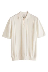 Next Poloshirt Regular Fit Strick-Poloshirt mit Streifen Weiß/Creme/Beige/Rot