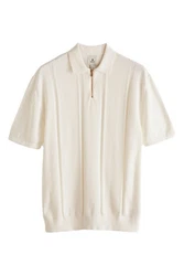 Next Poloshirt Regular Fit Strick-Poloshirt mit Streifen Weiß/Creme/Beige/Rot