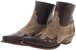 14379 CUERVO WEST Braun Beige Westernstiefelette Rahmengenhte Westernstiefelette