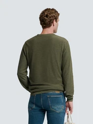 NO EXCESS Rundhalspullover Crewneck Garment Dyed (1-tlg) Dunkelgrün/Grün/Grau/Rot