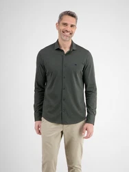 LERROS Langarmhemd Jerseyhemd mit Haifischkragen Dunkelgrün/Grün