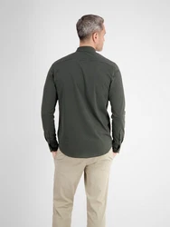 LERROS Langarmhemd Jerseyhemd mit Haifischkragen Dunkelgrün/Grün