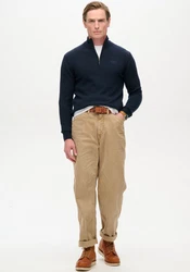 Superdry Pullover Essential EMB Knit Half Zip Hellblau/Dunkelblau
