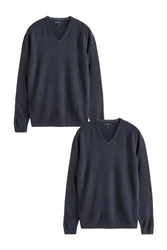 Next V-Ausschnitt Pullover (2-tlg) Dunkelblau/Grau/Dunkelgrau