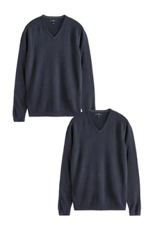 Next V-Ausschnitt Pullover (2-tlg) Dunkelblau/Grau/Dunkelgrau Next V-Ausschnitt Pullover (2-tlg) Dunkelblau/Grau/Dunkelgrau
