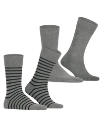 Esprit Socken Fine Stripe 2-Pack Dunkelgrau/Grau/Hellgrau