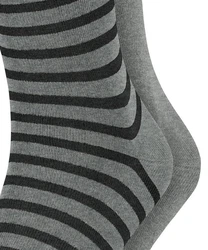 Esprit Socken Fine Stripe 2-Pack Dunkelgrau/Grau/Hellgrau