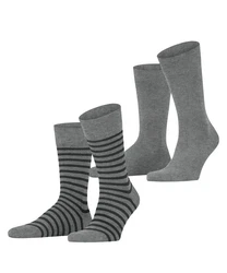 Esprit Socken Fine Stripe 2-Pack Dunkelgrau/Grau/Hellgrau