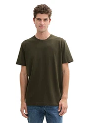 TOM TAILOR T-Shirt mit Pique Struktur dunkelgrün