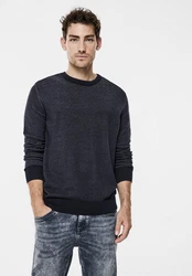 STREET ONE MEN Rundhalspullover Melange