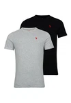 U.S. Polo Assn T-Shirt 2er Pack Rundhals Rot/Grau/Hellgrau/Dunkelgrau/Beige