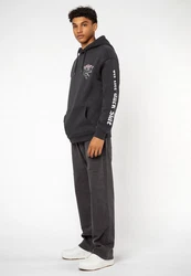 SUBLEVEL Oversized Backprint Hoodie Dunkelgrau/Schwarz/Grau