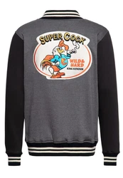 KingKerosin Collegejacke Super Cock Hellgrau/Dunkelgrau/Schwarz/Grau