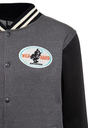 KingKerosin Collegejacke Super Cock Hellgrau/Dunkelgrau/Schwarz/Grau