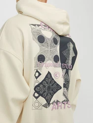 Jack & Jones Sweatshirt JORNOHO BACK GRAPHIC SWEAT HOOD Beige/Khaki/Creme/Braun/Weiß
