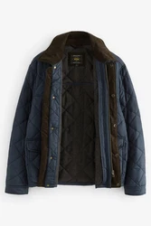 Next Steppjacke Jacke mit Cordkragen (1-St) Dunkelblau/Hellblau/Dunkelgrün/Blau