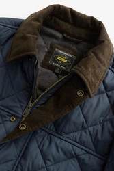 Next Steppjacke Jacke mit Cordkragen (1-St) Dunkelblau/Hellblau/Dunkelgrün/Blau