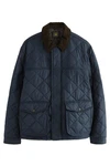 Next Steppjacke Jacke mit Cordkragen (1-St) Dunkelblau/Hellblau/Dunkelgrün/Blau