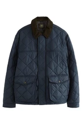 Next Steppjacke Jacke mit Cordkragen (1-St) Dunkelblau/Hellblau/Dunkelgrün/Blau