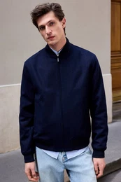 Bomberjacke Leichte Bomberjacke aus Wollgemisch (1-St)