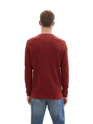 TOM TAILOR Strickpullover structured crewneck knit burgunderrot/dunkelrot melange