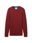 TOM TAILOR Strickpullover structured crewneck knit burgunderrot/dunkelrot melange