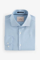 Next Langarmhemd Signature Slim Fit Strukturhemd Cutaway-Kragen Hellblau/Blau