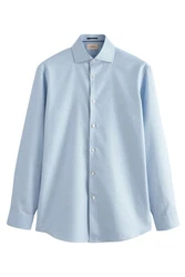 Next Langarmhemd Signature Slim Fit Strukturhemd Cutaway-Kragen Hellblau/Blau