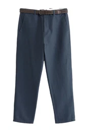 Chinohose Chinohose mit Grtel aus Leinenmischfaser (1-tlg)