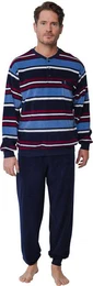 Schlafanzug Herren Frottee Pyjama mit Knopfleiste (2 tlg) Genial auch als Hausanzug