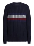 Tommy Hilfiger Rundhalspullover Global Stripe Chunky Rib C NK marine/dunkelrot/weiß