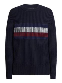 Tommy Hilfiger Rundhalspullover Global Stripe Chunky Rib C NK