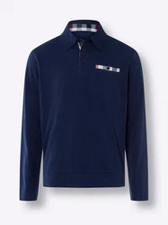 Sieh an! T-Shirt Langarm-Poloshirt Dunkelblau/Blau/Hellblau
