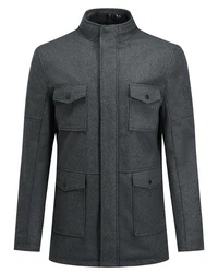 Allthemen Wollmantel mit mehreren Taschen Dunkelgrau/Dunkelblau/Grau/Hellgrau