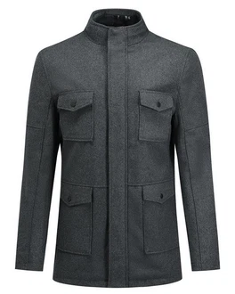 Allthemen Wollmantel mit mehreren Taschen Dunkelgrau/Dunkelblau/Grau/Hellgrau