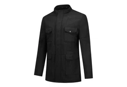 Allthemen Wollmantel mit mehreren Taschen Schwarz/Dunkelgrau