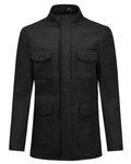 Allthemen Wollmantel mit mehreren Taschen Schwarz/Dunkelgrau